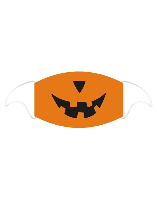 Pumpkin Printed Cotton Face Covering With Filter Pocket