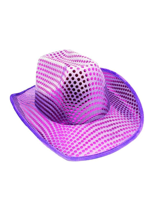 Adult Sequin Light up Cowboy Hat for Party & Festival - thefancydress.co.uk
