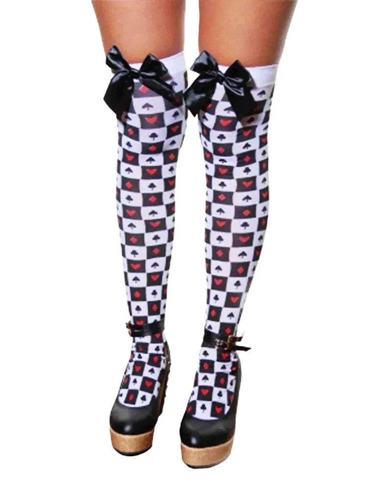 Women's Overknee Stockings With Bow - thefancydress.co.uk