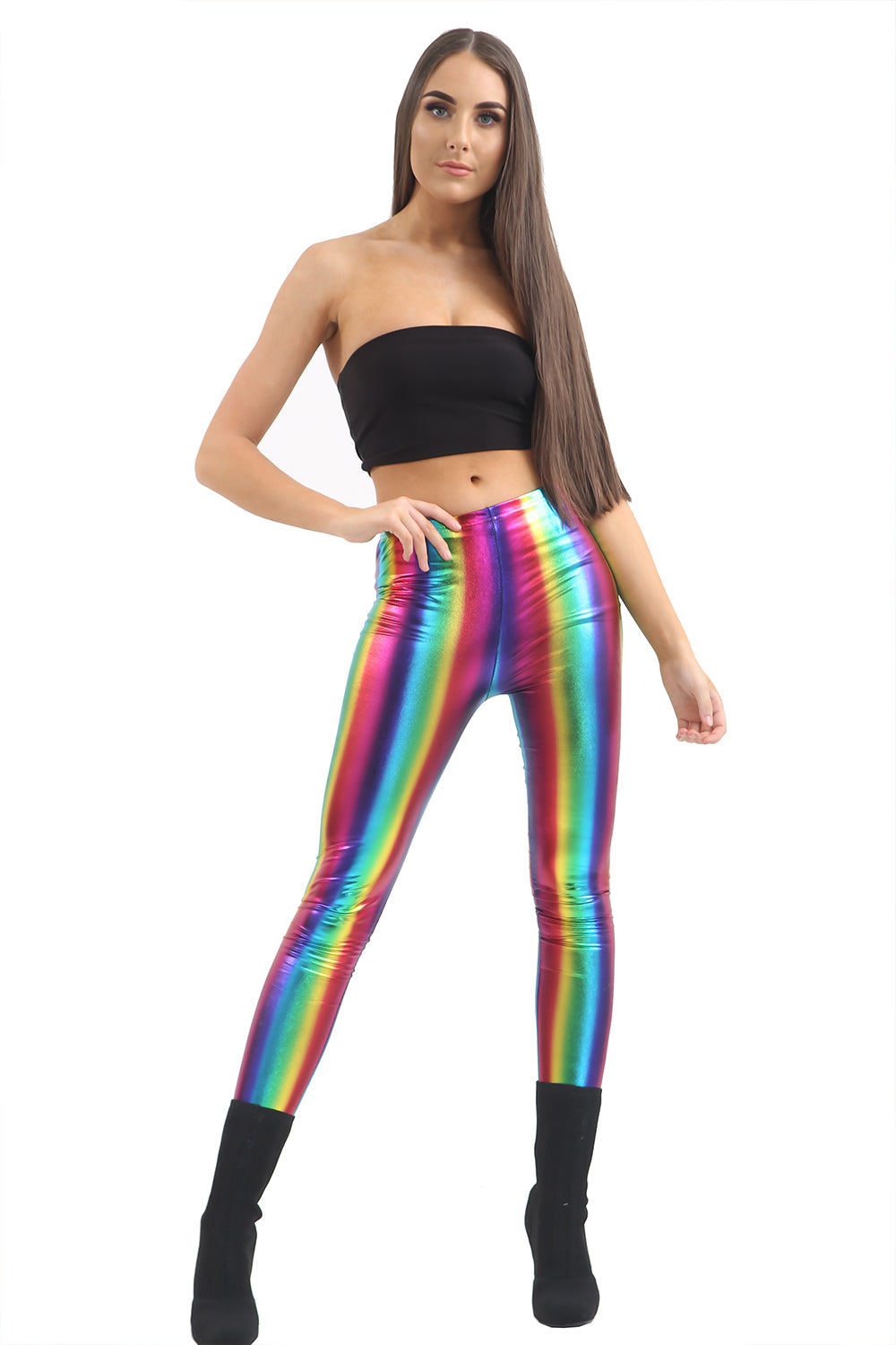 Rainbow Microfibre & Metallic Leggings