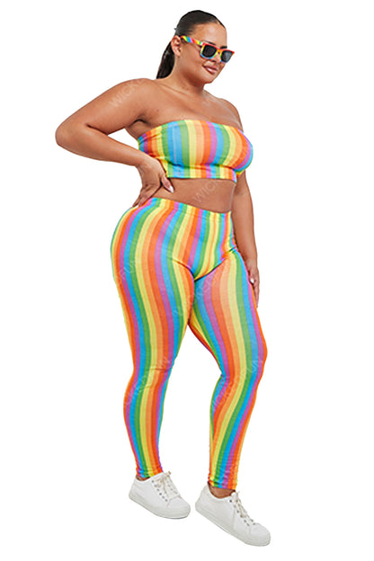 Rainbow Microfibre & Metallic Leggings