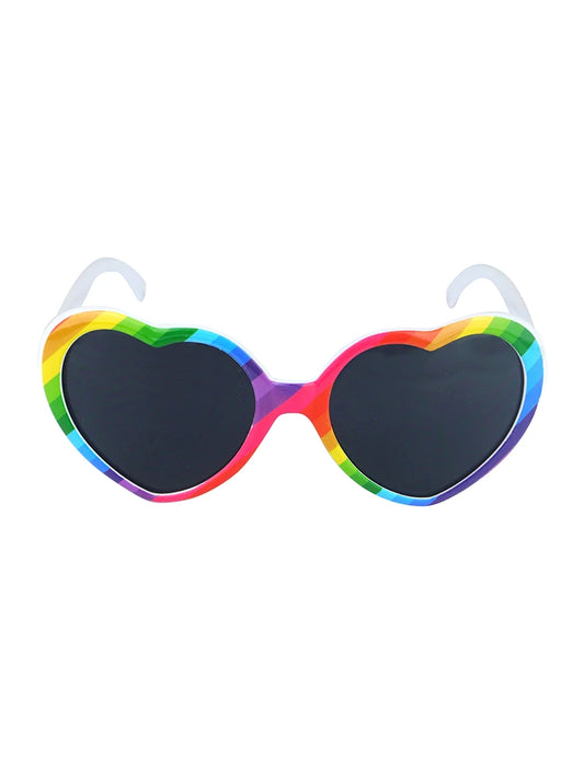 Unisex Festival Fashion Multi Colour Heart Shape Glasses rainbow