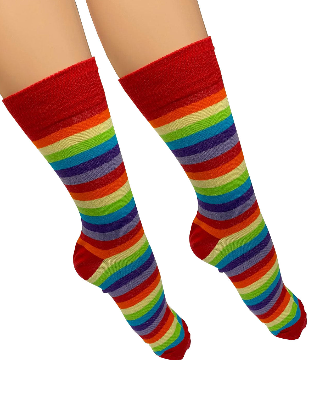 Active Star Men's 12 Pairs Red And Rainbow Ankle High Socks