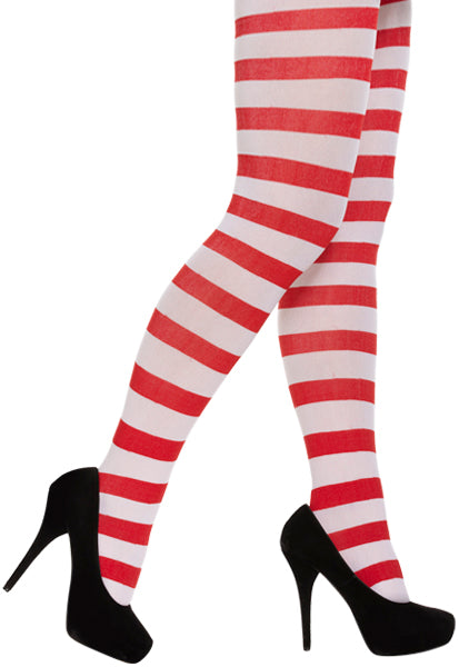 Adult Red & White Stripe Tights