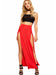 Women's Double Slit Long Skirt red