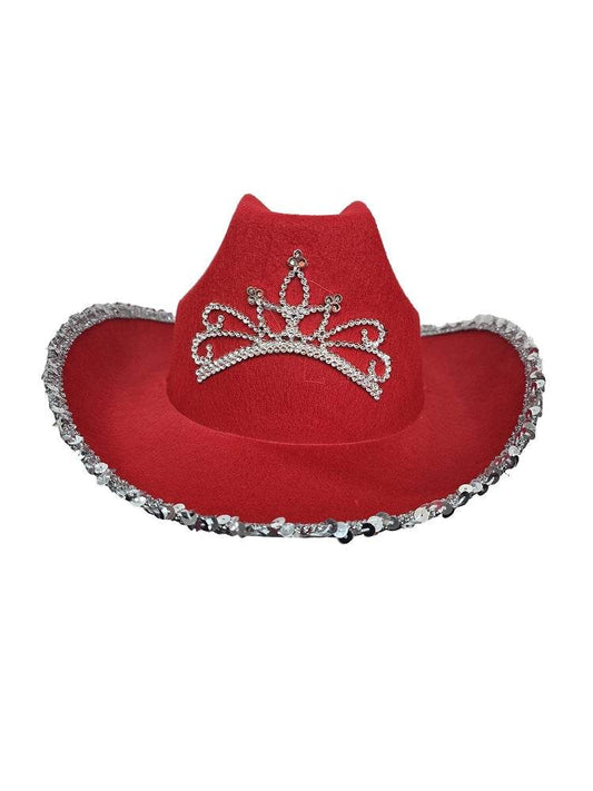Festival Light Up Tiara Red Cowboy Hat! - thefancydress.co.uk