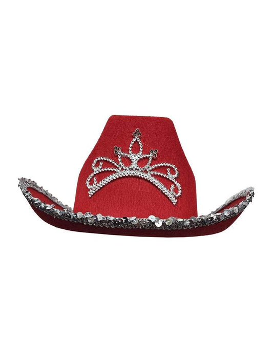 Festival Light Up Tiara Red Cowboy Hat! - thefancydress.co.uk