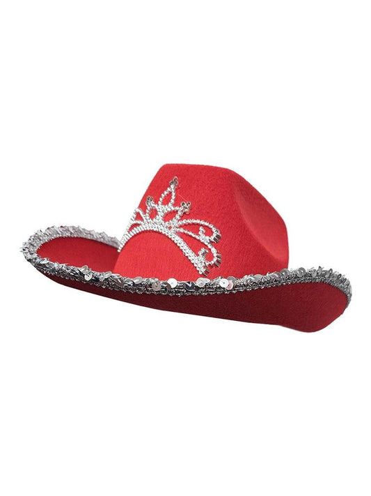 Festival Light Up Tiara Red Cowboy Hat! - thefancydress.co.uk