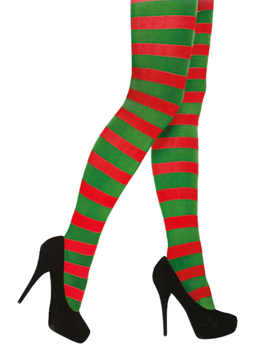 Adult Red and green Stripe Tights