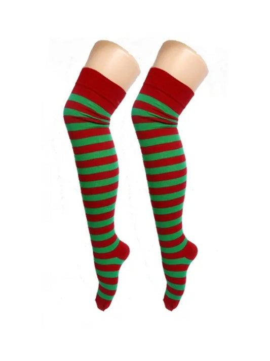 Striped Over The Knee Thigh High Socks