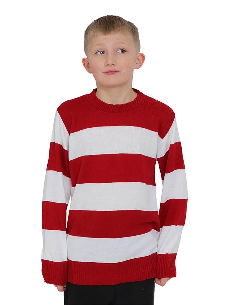 Boys Stripe Knitted Jumper - thefancydress.co.uk