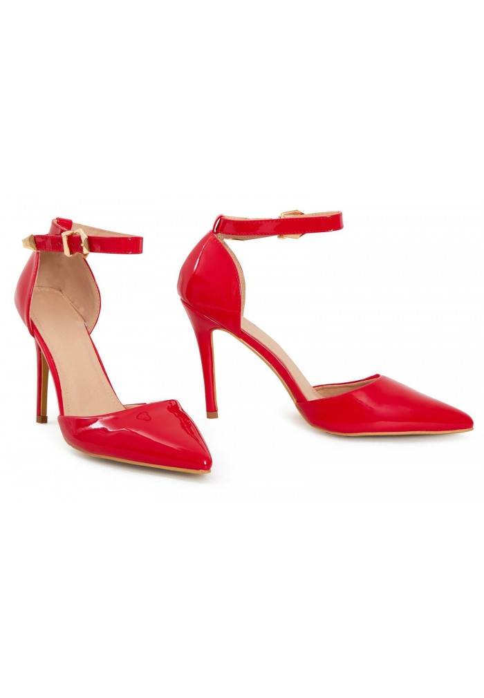 Girls Pointy Toe Stiletto Ankle Strape Court Shoes