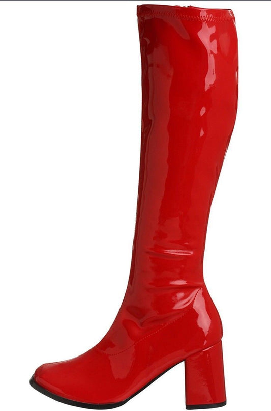 Women's Sexy 1960's 70's Knee Go Go Retro Boots red