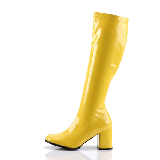 Women's Sexy 1960's 70's Knee Go Go Retro Boots yellow