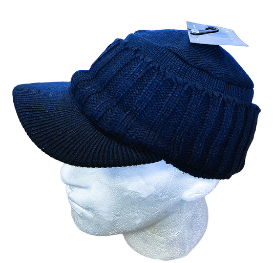 Unisex Ribbed Knitted Hat with Peaked Hood blue