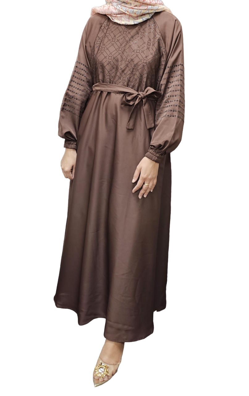 Women's Muslim Abaya Dress Flowy Maxi Embroidered Gown