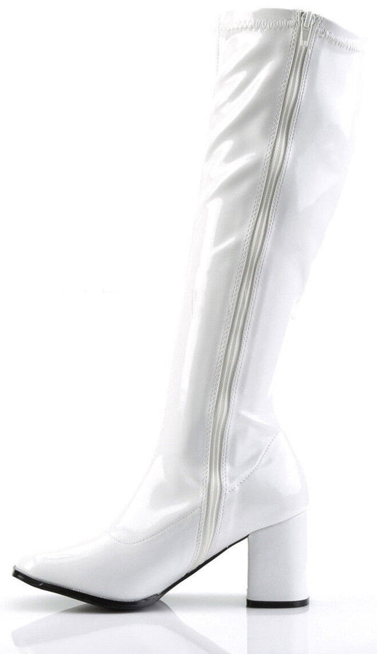 Women's Sexy 1960's 70's Knee Go Go Retro Boots white