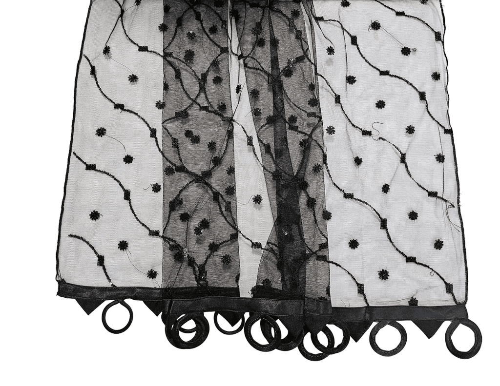 Pakistani Indian Embroided Black Net Dupatta - thefancydress.co.uk