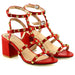 Girl's Ankle Strap Studded Sandal Rivet Block Heel red