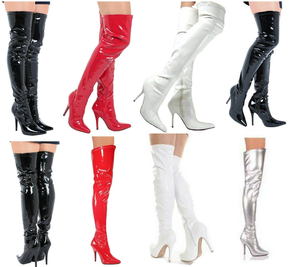 Women's High Over Knee Zip Up Heel Long Boots - thefancydress.co.uk