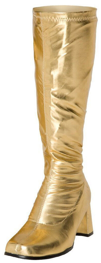Women's Sexy 1960's 70's Knee Go Go Retro Boots golden
