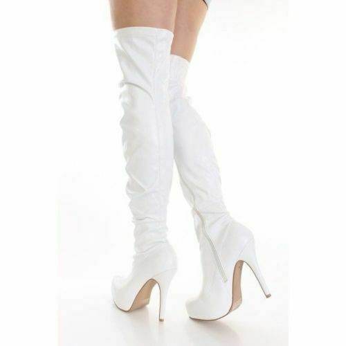 Women's High Over Knee Zip Up Heel Long Boots - thefancydress.co.uk