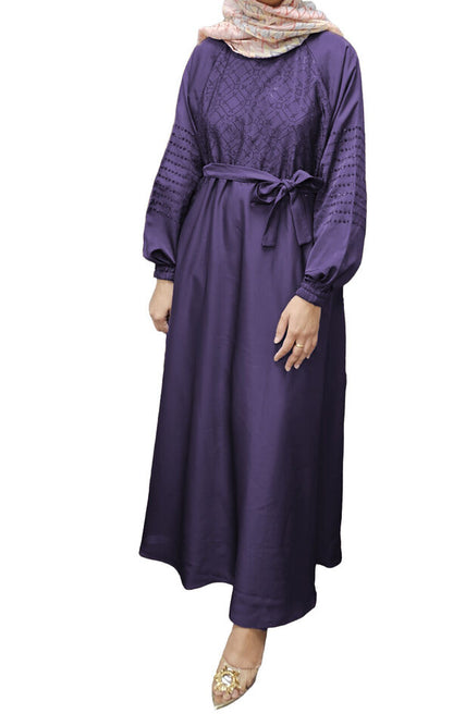 Women's Muslim Abaya Dress Flowy Maxi Embroidered Gown