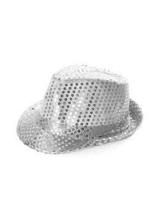 Silver Sequin Trilby Hat - thefancydress.co.uk