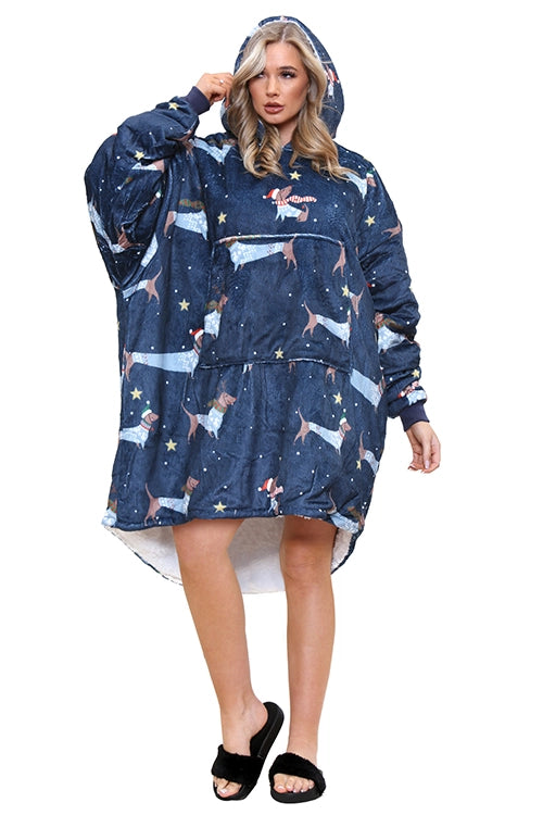 snowy dachshund navy
