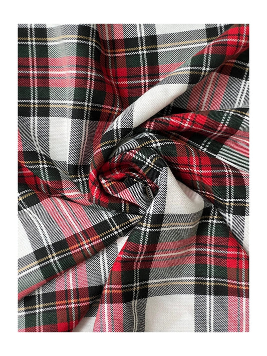 Tartan Open Fabric: Perfect for Decoration, Kilts, Skirts, and Bridal Wear white red