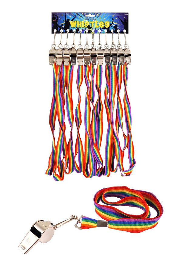 1x Rainbow Pride Metal Whistle 5.5cm - thefancydress.co.uk