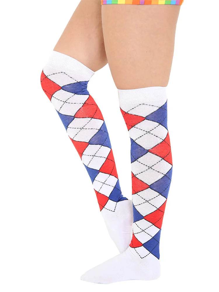 Women Argyle Over The Knees Socks - thefancydress.co.uk