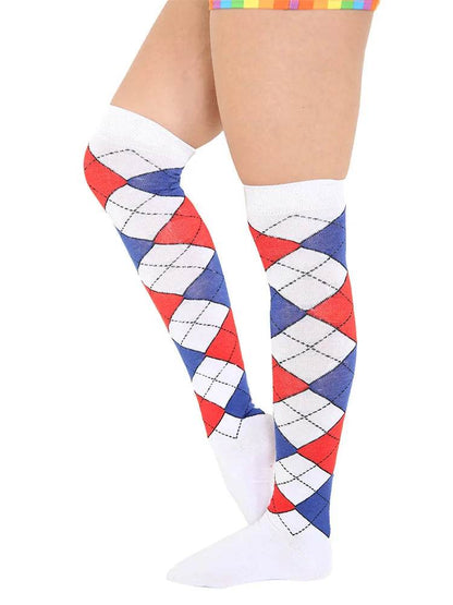 Women Argyle Over The Knees Socks - thefancydress.co.uk