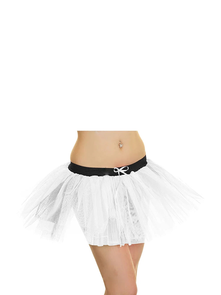 Ladies 1980s Fancy Dress Neon 3 Layers Tutu Skirt white