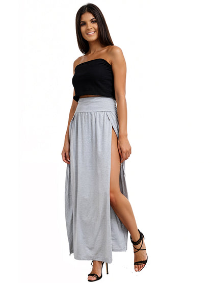 Women's Fashion Wear Double Slit Long Skirt