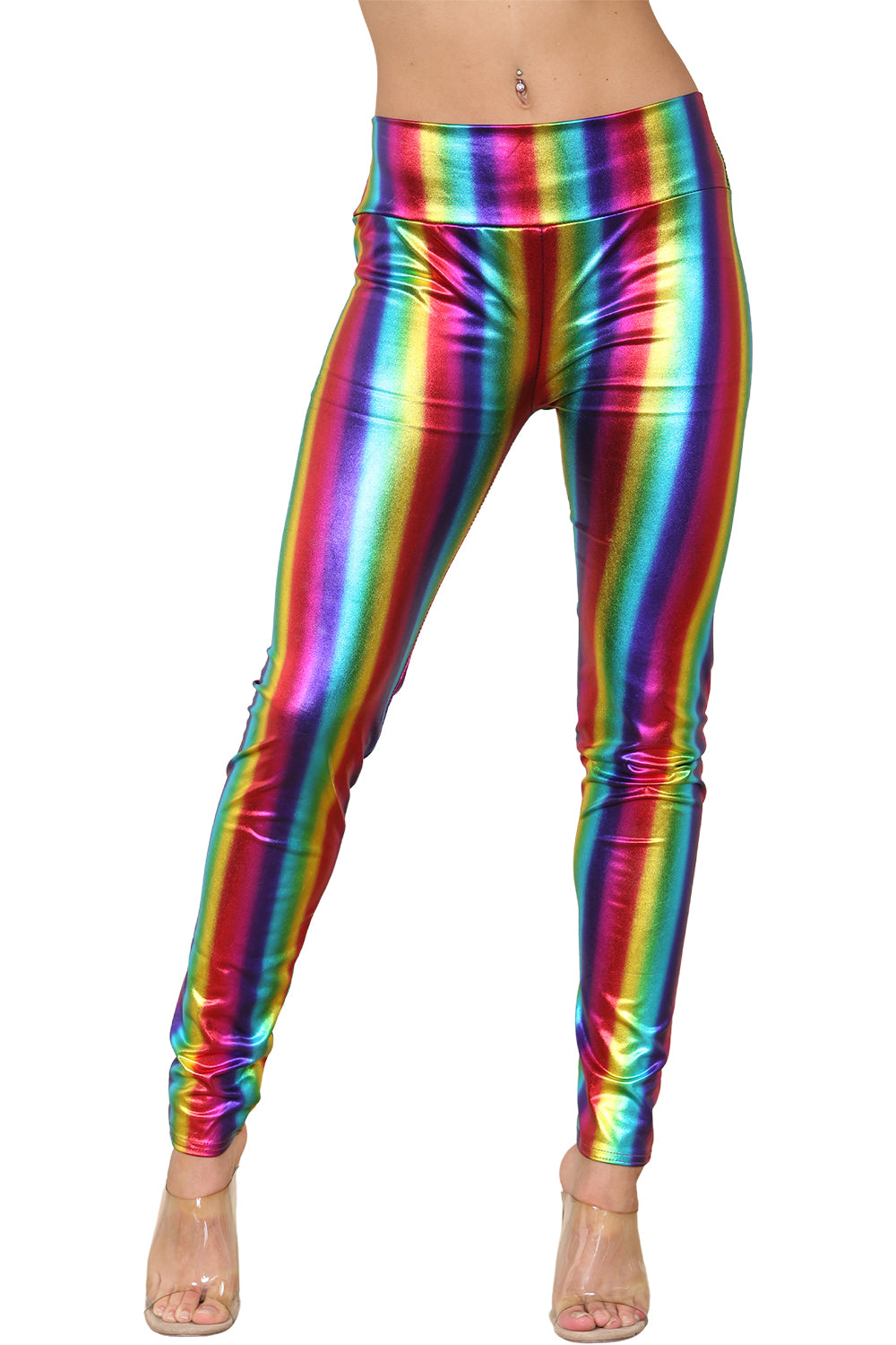 Women's Rainbow Shiny Metallic Disco Party Costume Set