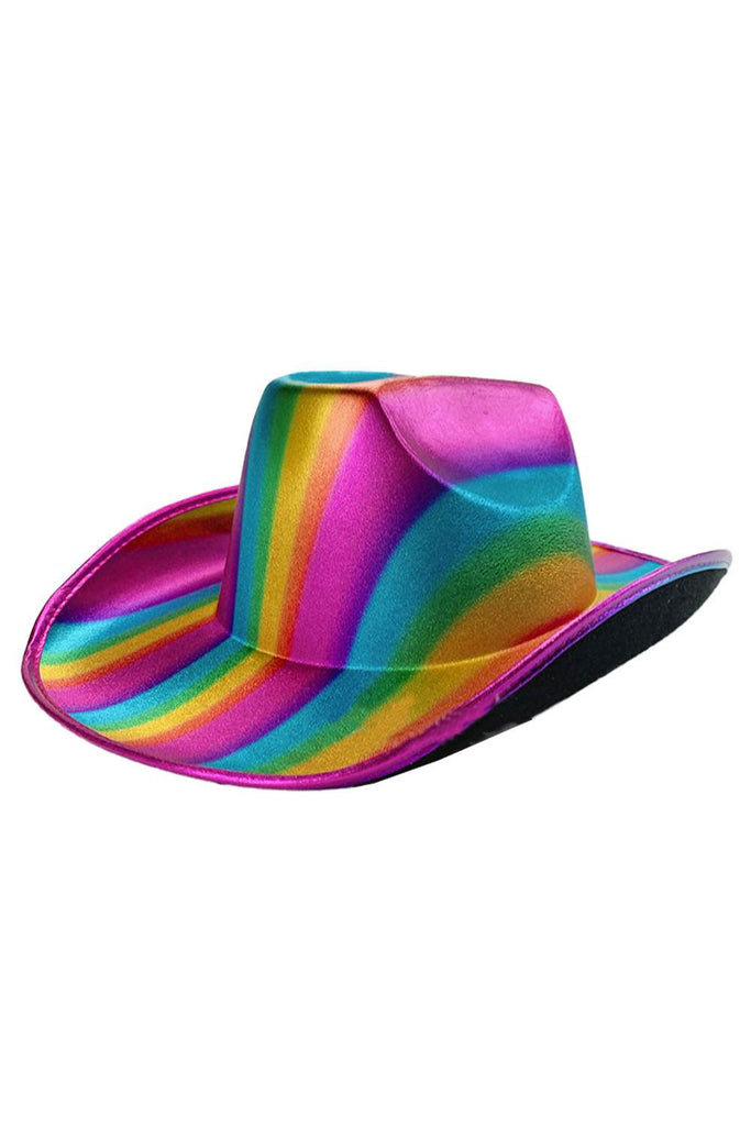 Rainbow Shiny Cowboy Hat - thefancydress.co.uk