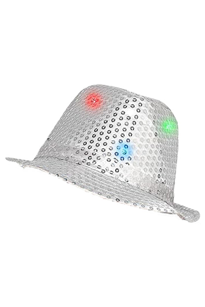 Adult LED Light Up Sequin Trilby Hat With 9 lights