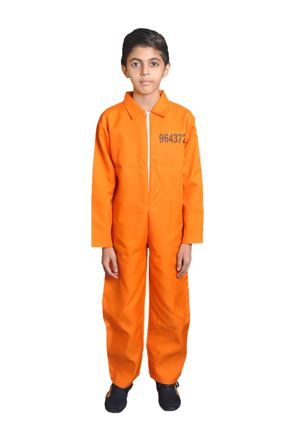 Kid's Orange Prisoner Costume Overall Jumpsuit