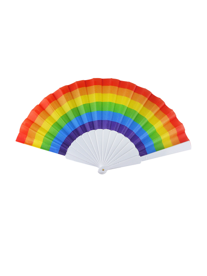 Rainbow Plastic Folding Fan 23cm