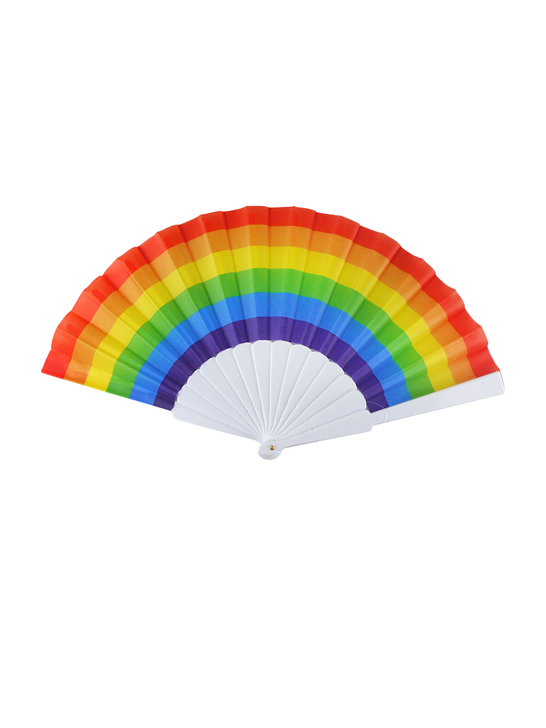 Rainbow Plastic Folding Fan 23cm