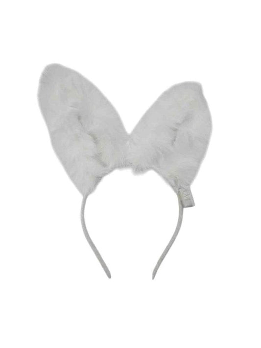 White Fur Light Up Bunny Ears Headband - thefancydress.co.uk