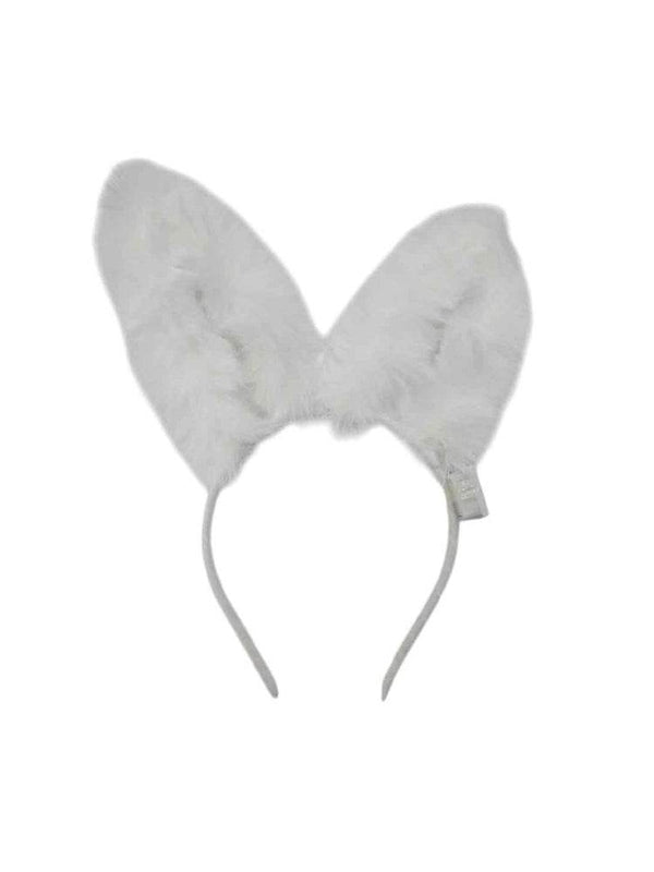 White Fur Light Up Bunny Ears Headband - thefancydress.co.uk