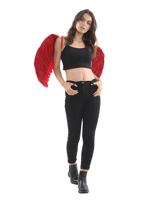 Red Feather Wings Medium (Folding) - thefancydress.co.uk