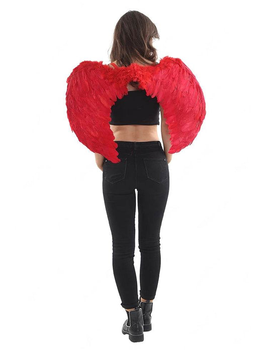 Red Feather Wings Medium (Folding) - thefancydress.co.uk
