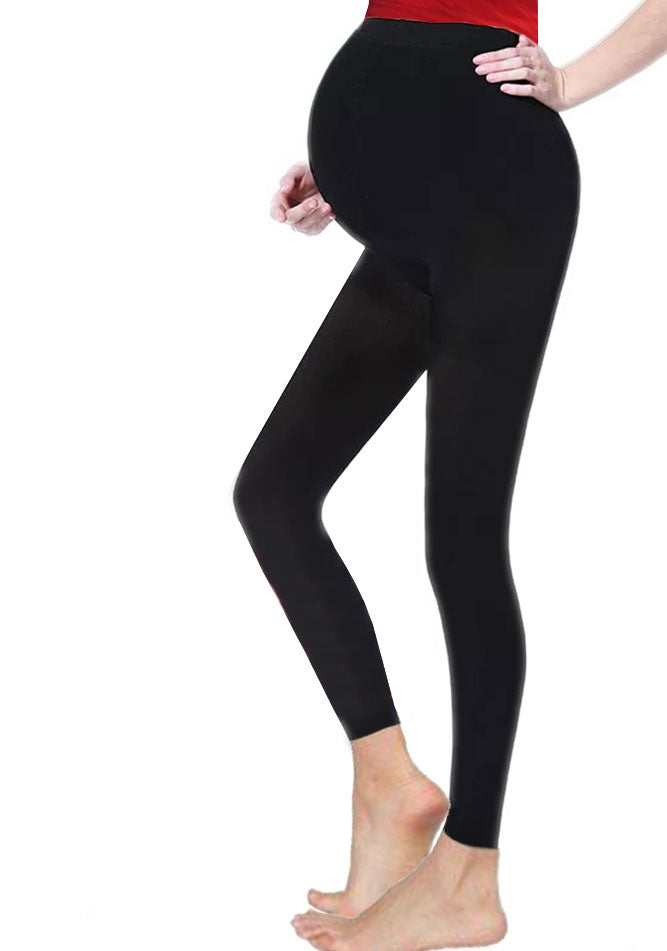 Women Full Length Cotton Maternity Leggings black