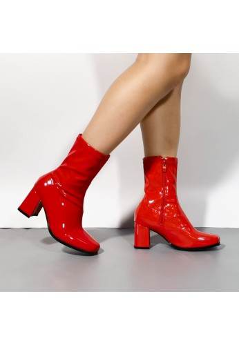 Women's Go Go Boots Mid Calf Block Heel Zipper Boots - thefancydress.co.uk