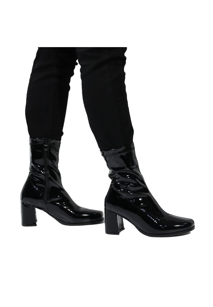 Girls Go Go Boots Mid Calf Block Heel Zipper Boot