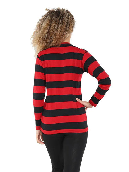 Unisex Red and Black Stripe TShirt Full Sleeve - thefancydress.co.uk