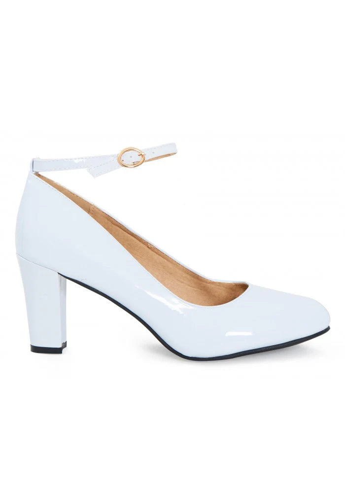 Girls Ankle Strap Mid Block Heel Shoes